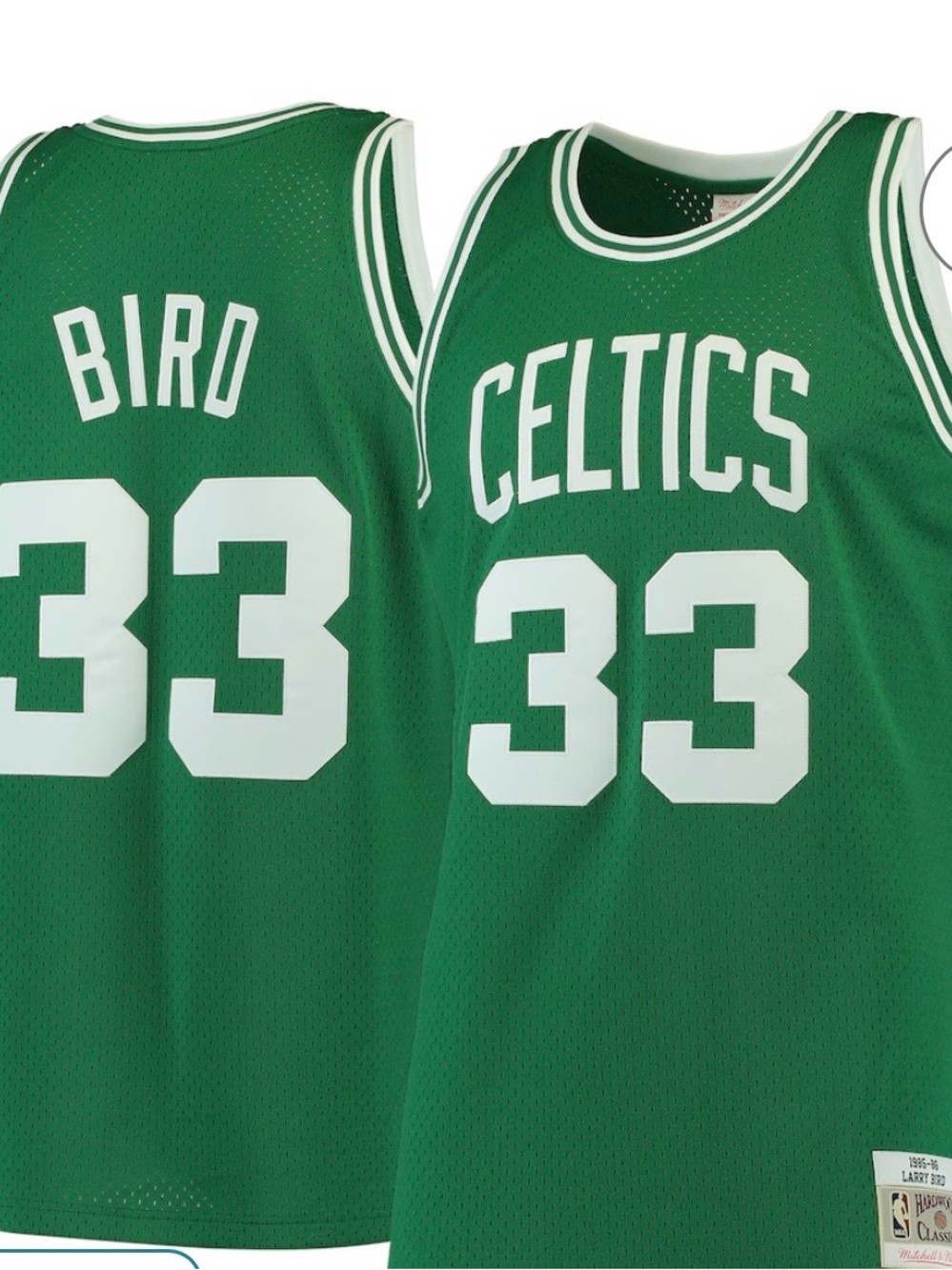 Mitchell & Ness Celtics Green and White Larry Bird Jersey #33